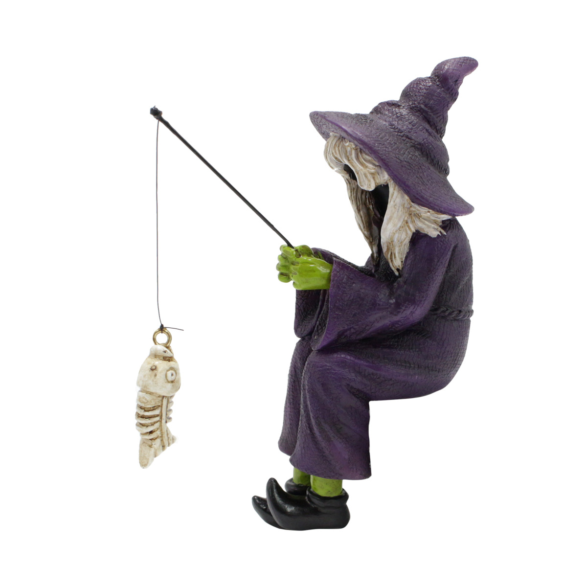 Cross-border New Halloween Ghost Festival Fishing Witch Resin Crafts Ornaments Fishing Fish Tank Ornaments Decoration Ceremony