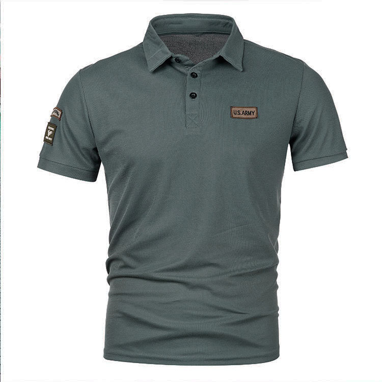 2023 Summer new men's short-sleeved polo shirt European size icon stitching casual lapel short-sleeved T-shirt