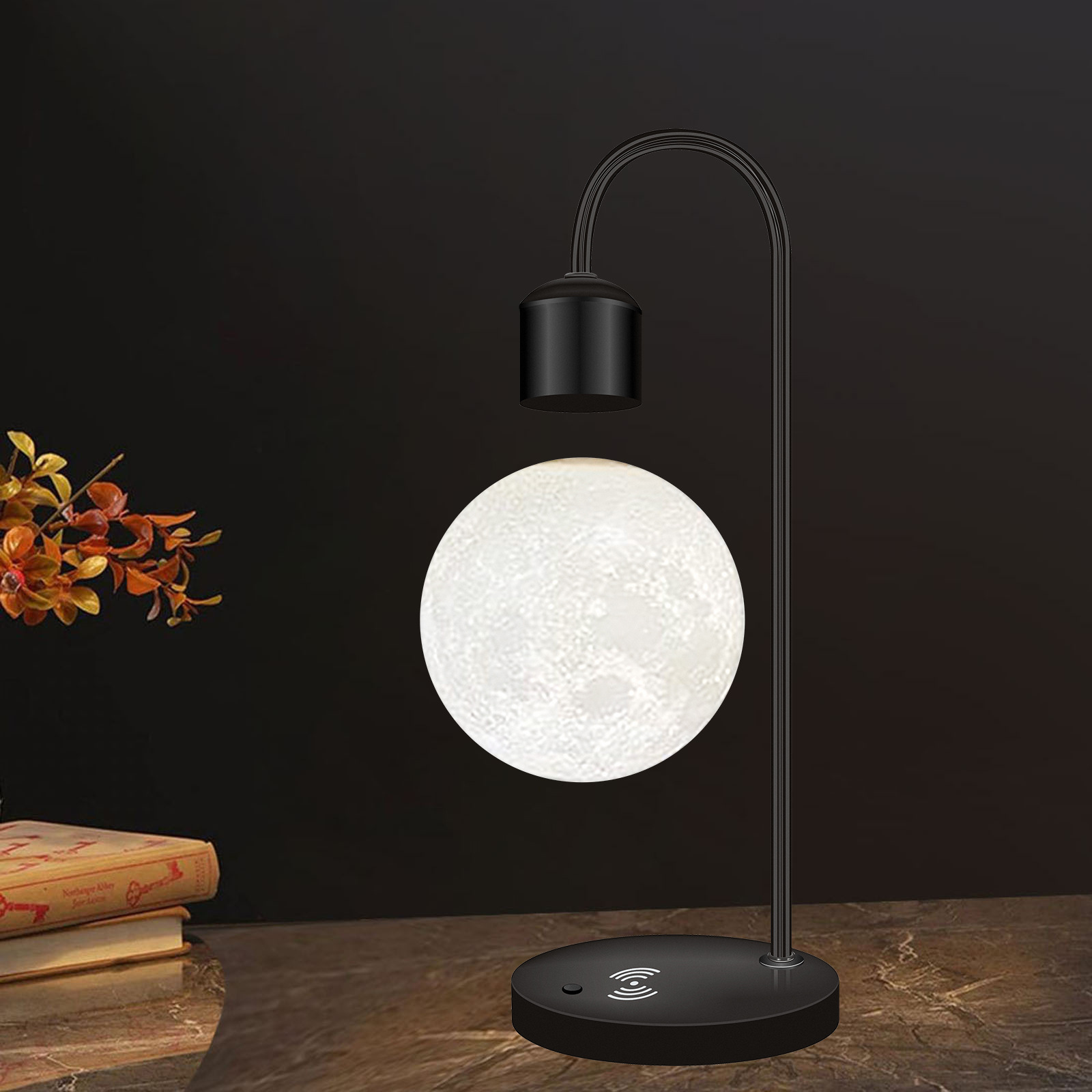 Suspended moon lamp 3D printing integrated seamless creative magnetic suspension moon table lamp home decoration LED night light