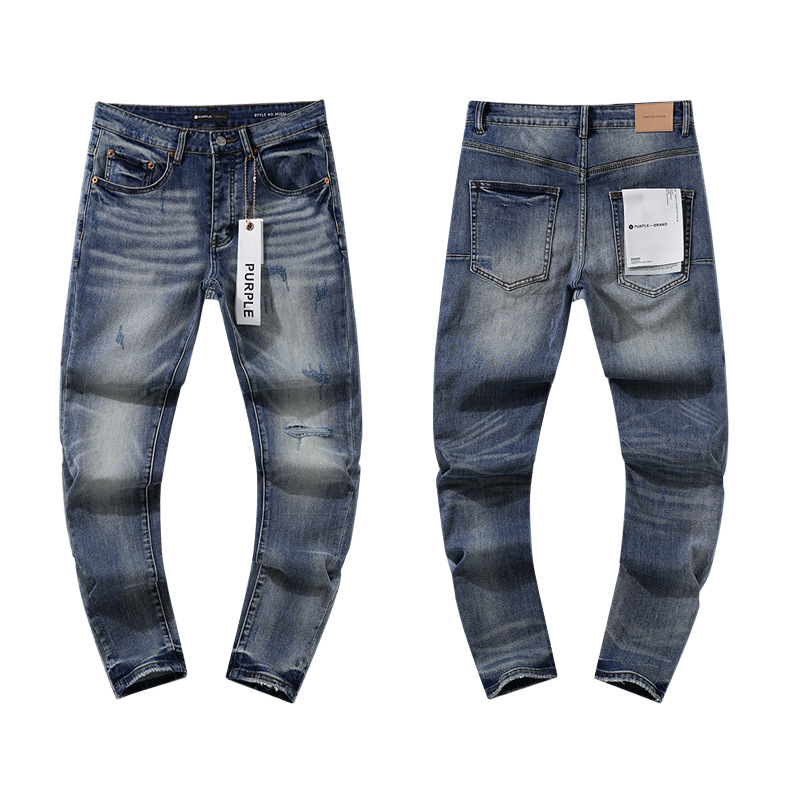 Purple jeans high street black blue hole 