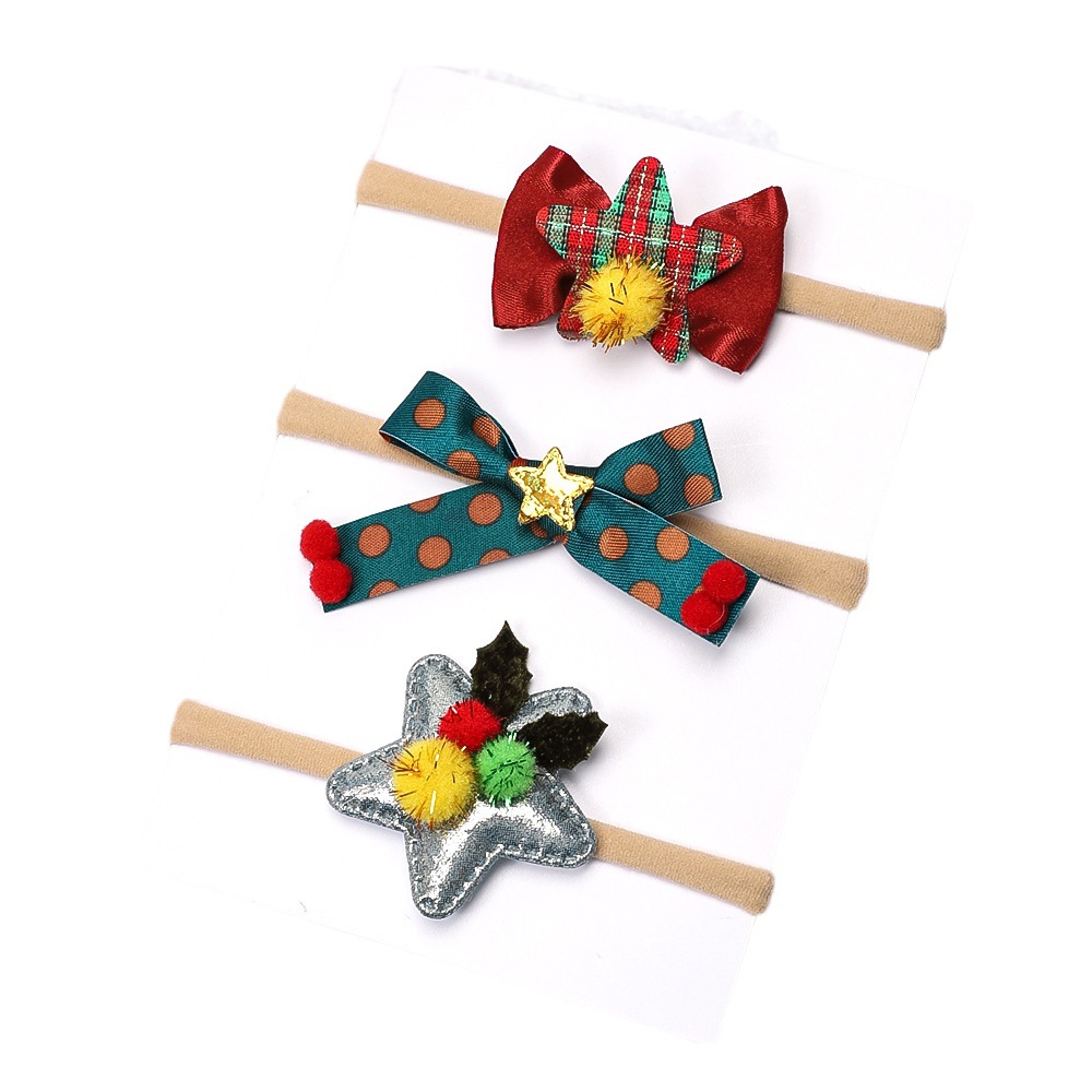 Europa e Stati Uniti nuovi accessori per capelli per bambini set di fasce per capelli fini per le vacanze di Natale per neonati fasce elastiche in nylon per neonati all'ingrosso_voghion.com
