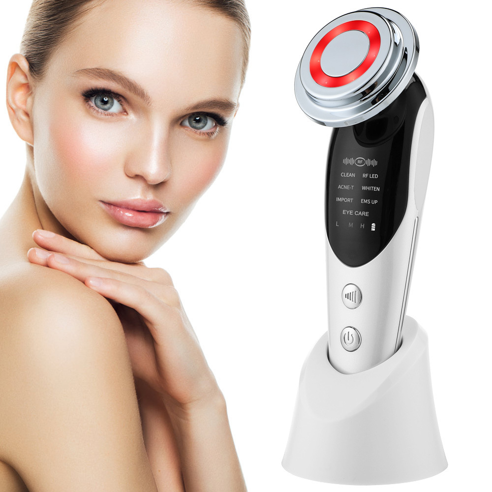 New 7-in-1EMS micro-current color light vibration LED beauty cleansing import instrument facial lifting essence import instrument
