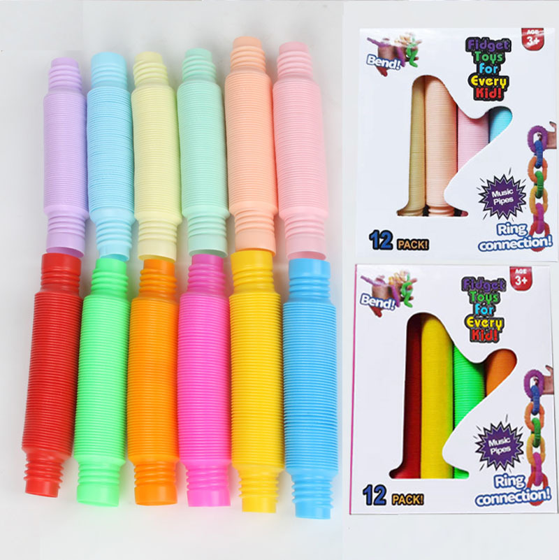 Cross-border pop tube corrugated DIY telescopic tube vent color water pipe toy fun decompression plastic tube wholesale