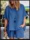 2022 spring and summer new suit fashion temperament loose short sleeve shorts cotton and linen two-piece set