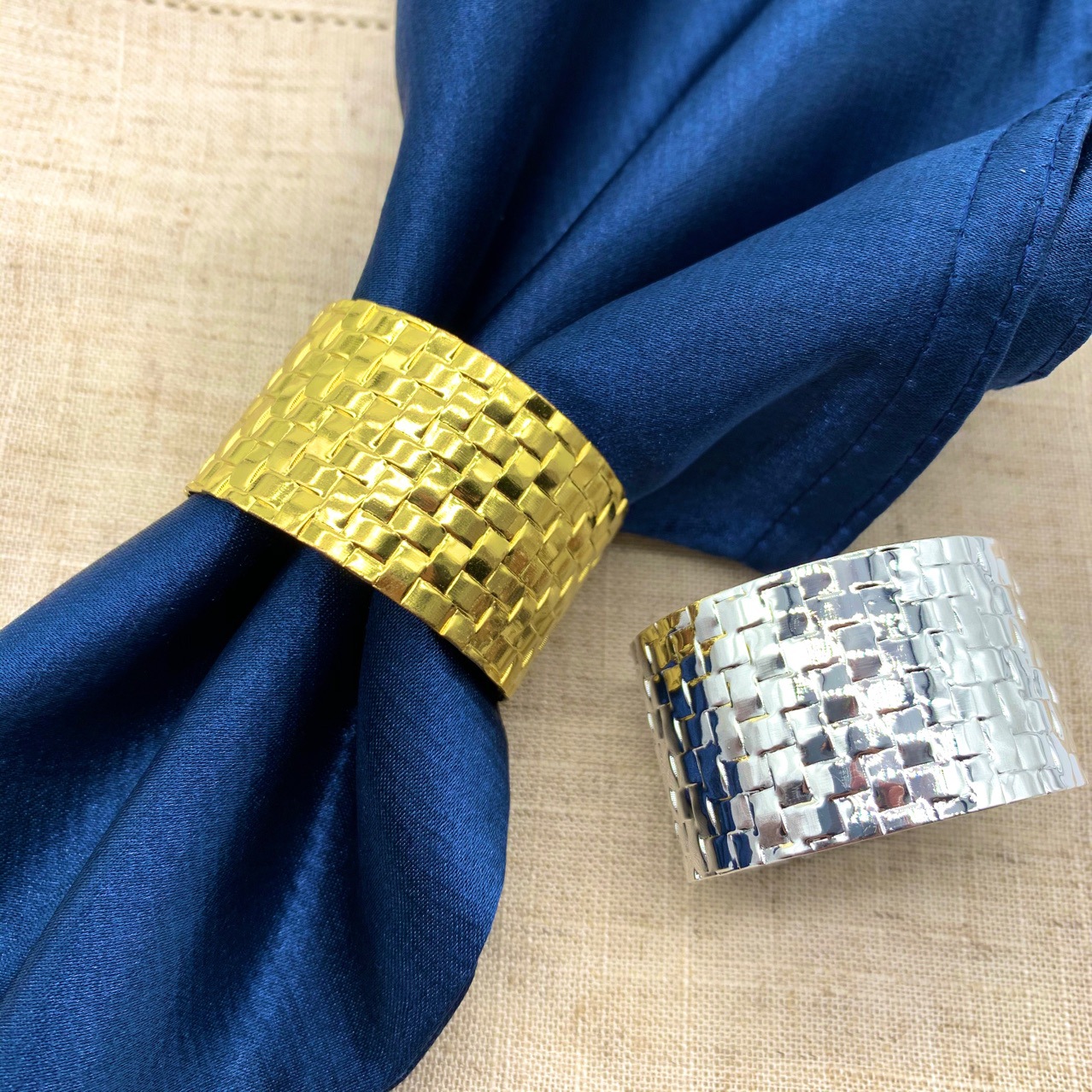 Hotel Plaid gold napkin buckle napkin ring hotel model room supplies party holiday wedding towel ring