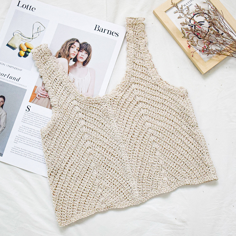 Solid Color Round Neck Sleeveless Knitted Short Horse Clip Sling Women's Korean Style Inner Wearing Outer Wearing Knitted Sweater Vest for Women