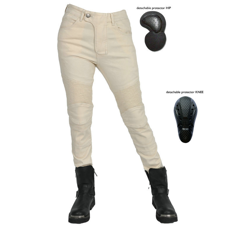 VOLERO motorcycle jeans child Knight retro rice white casual riding pants stretch waterproof biker pants