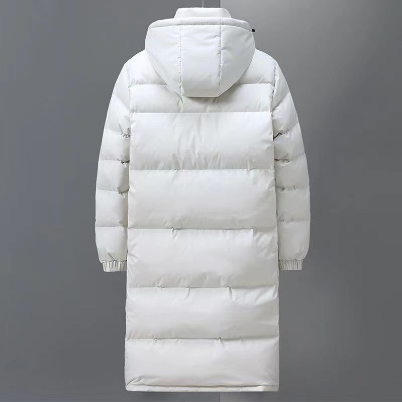 Winter outdoor long down jacket men's over-the-knee hooded white duck down youth mountaineering jacket student school uniform warm clothes