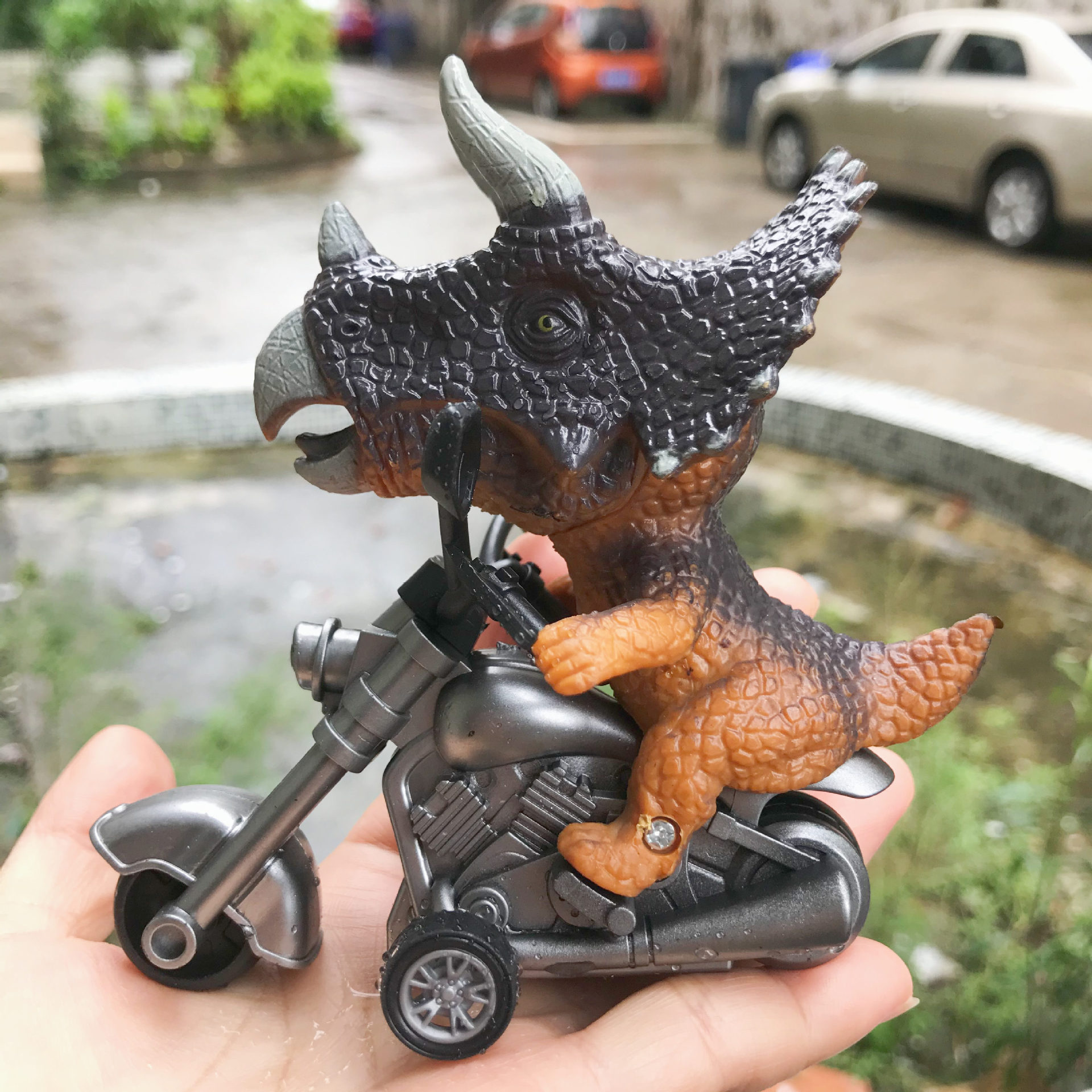 Free Shipping Children's Simulation Dinosaur Inertia Motorcycle Toy suit TikTok Internet Popular Same Boy Toy Car Wholesale