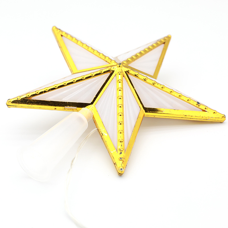Christmas decorations Christmas tree five-pointed star lights tree top stars plastic USB battery two-function power supply