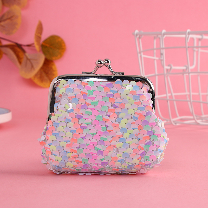 New double-sided colorful sequins coin purse coin bag iron buckle clip bag 3 inch clip bag multi-color optional