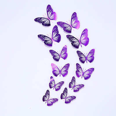 3d hollow butterfly bright purple imitation metal butterfly wall stickers wall decoration living room wall layout stickers