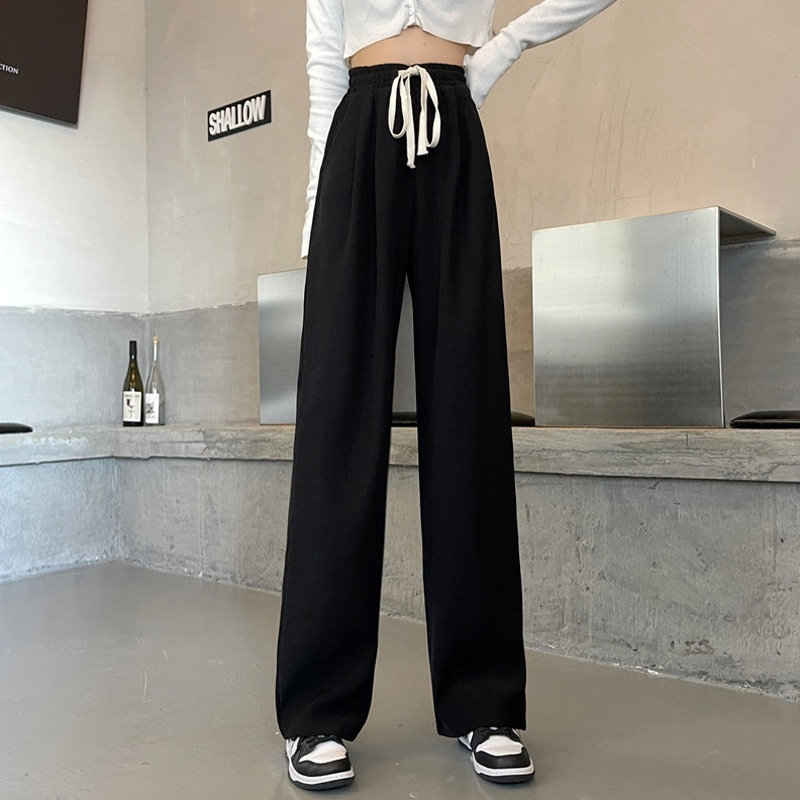 Wide Leg Pants Women's 2022 New Autumn and Winter Korean Style High Waist Dummy Casual Pants Loose Straight Girl's Trousers