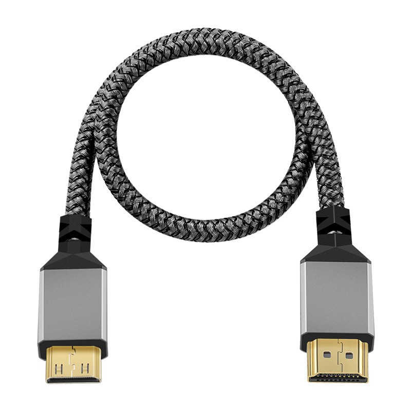 minihdmi to hdmi hd line 2.0 version 4K line gray aluminum mesh mini HDMI male conversion line