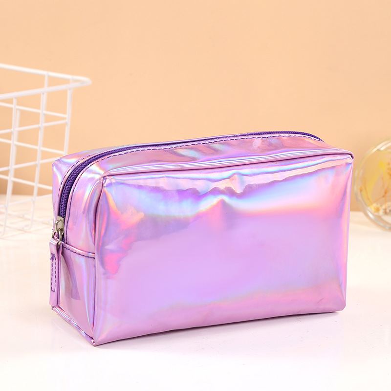 New solid color laser cosmetic bag ins style portable travel wash storage bag makeup activities gift bag wholesale