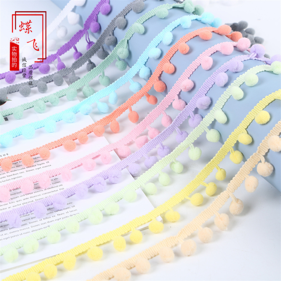 1cm right angle small wool ball lace straight feet wool ball lace clothing accessories 35 color