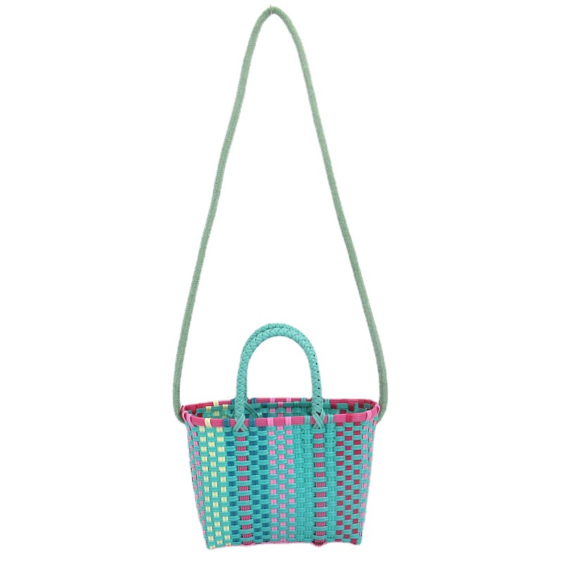 New Small Woven Bag Colorful Plastic Strip Small Square Bag Coin Purse Cute Small Bag Summer Beach Bag Crossbody Bag
