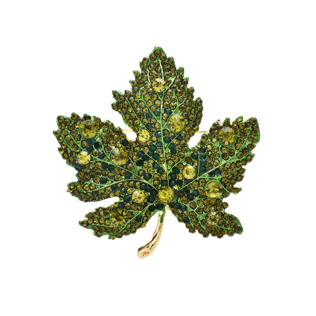 創意新款重工水晶楓葉胸針女輕奢簡約葉子胸花西服大衣別針配飾