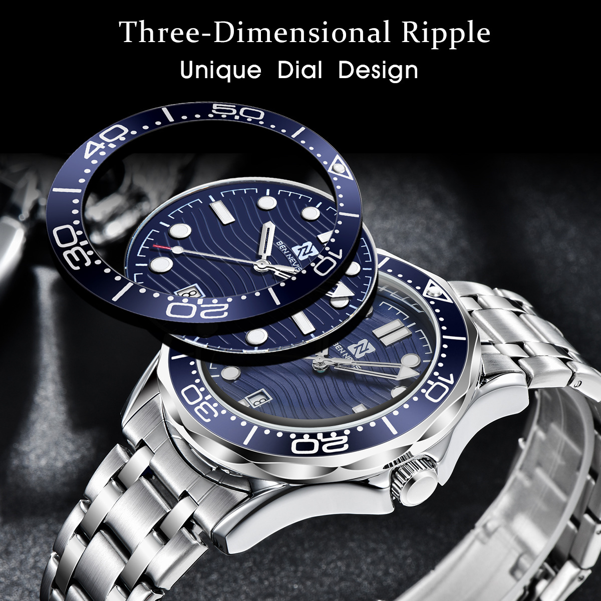BENNEVIS BENNEVIS Foreign Trade Men's Personality Business Quartz Watch Amazon Steel Band Watch Shake Voice Wholesale