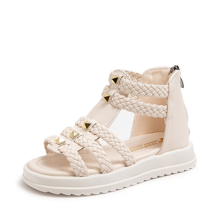 Girls Sandals Summer 2023 New Fashion Open Toe Princess Shoes Large Children Soft Sole Little Girl Baby Roman Shoes