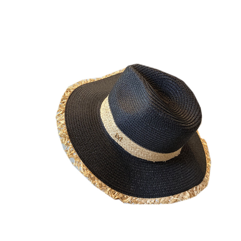 British retro Panama brim straw hat female spring and summer sun protection Jazz hat travel beach vacation hat