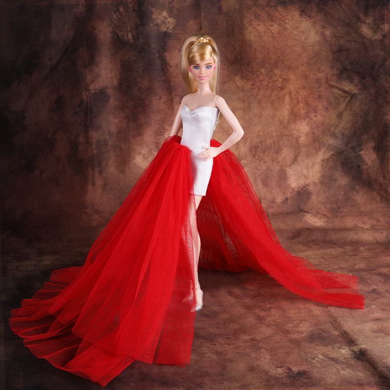 30CM6 points doll clothing puffy dress dress Princess Wedding Dress fashion stitching fishtail skirt cross-border
