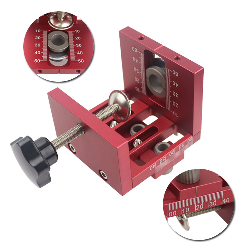 Woodworking three-in-one round wood Tenon hole puncher Wood splicing drill adjustable plate furniture hole artifact