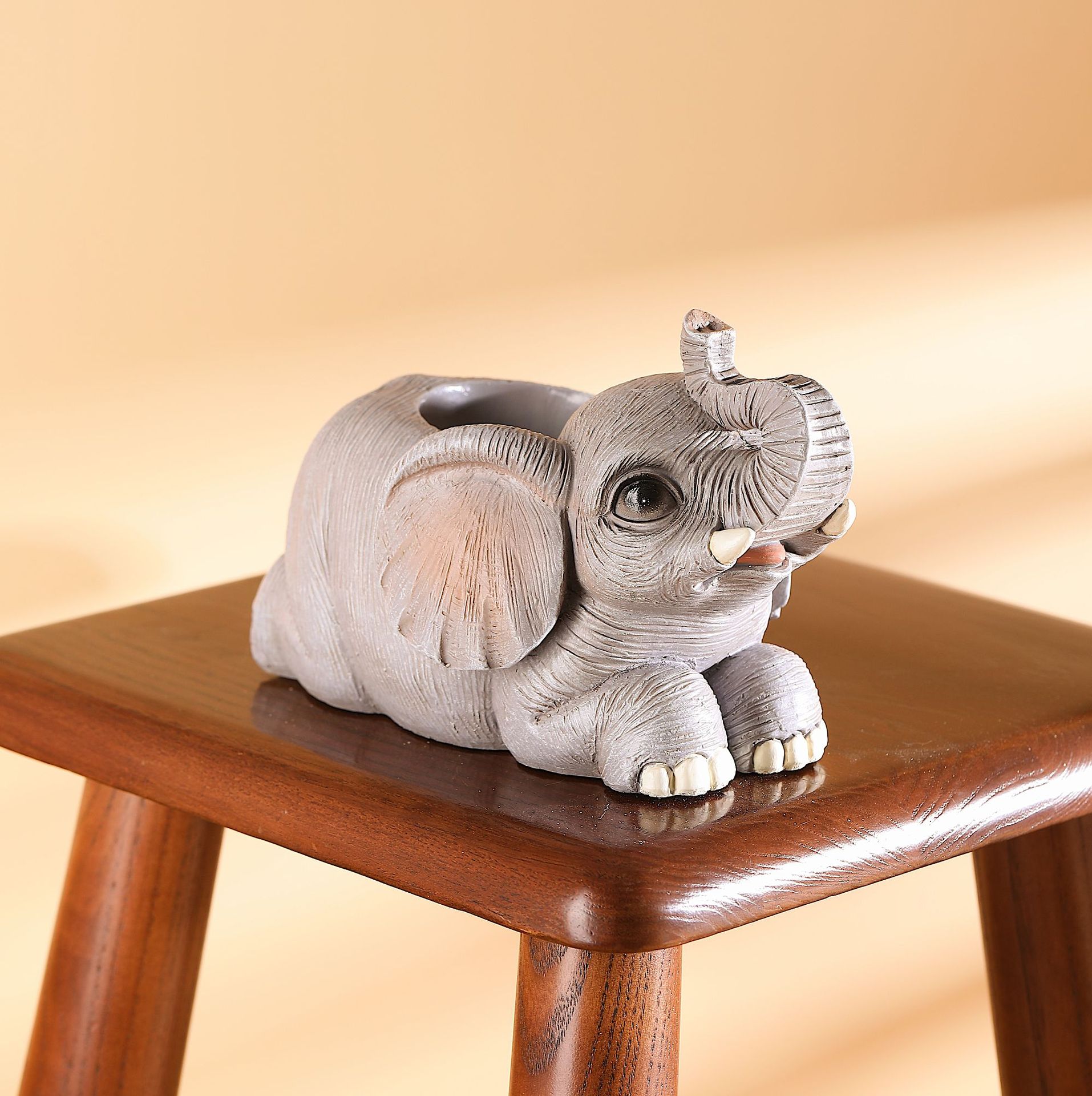 Creative Cute Elephant Multifunctional Desktop Pen Holder Amazon Bathroom Toothbrush Storage Home Decoration Resin Ornaments