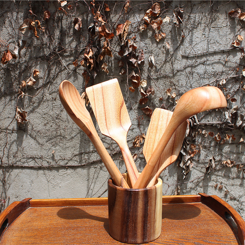Spatula, small frying spatula, wooden kitchen utensils, wooden spoon, large water spoon, pizza spatula, teppanyaki wood spatula, salad mixing spoon set
