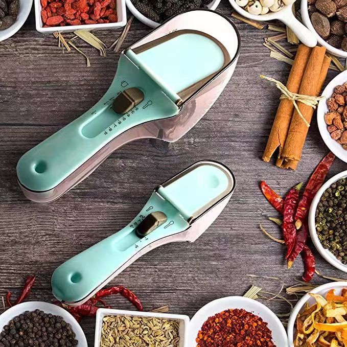 Measuring Spoon 2-piece set measuring spoon adjustable measuring spoon kitchen tool plastic scale measuring spoon adjustable measuring spoon suit