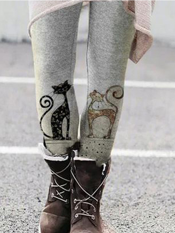 wish Amazon AliExpress cross-border European and American Foreign Trade women's multi-color printed elastic all-match bottoming pants