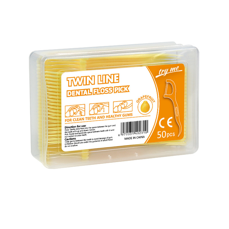 Cross-border wholesale fruit flavor floss double thread high tensile ultra-fine floss stick disposable toothpick thread tooth pick artifact