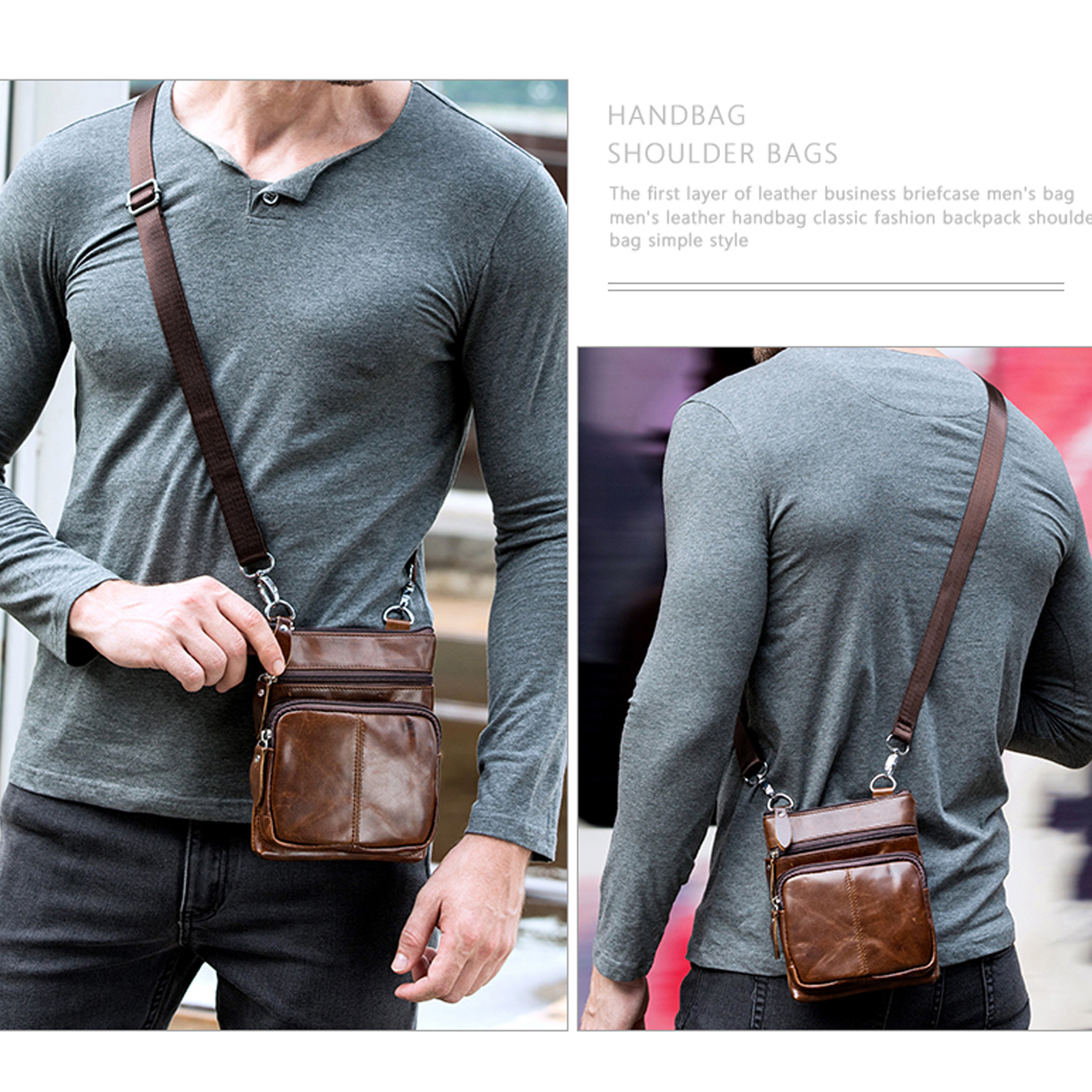 menbag Men's Shoulder Bag Genuine Leather Men's Bag Casual Small Bag Cowhide Shoulder Crossbody Leather Bag Men's Crossbody Bag