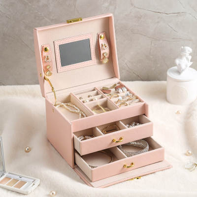 Cross-border Korean-style light luxury jewelry box girls' jewelry storage box earrings ring earrings jewelry box multi-layer organizing box