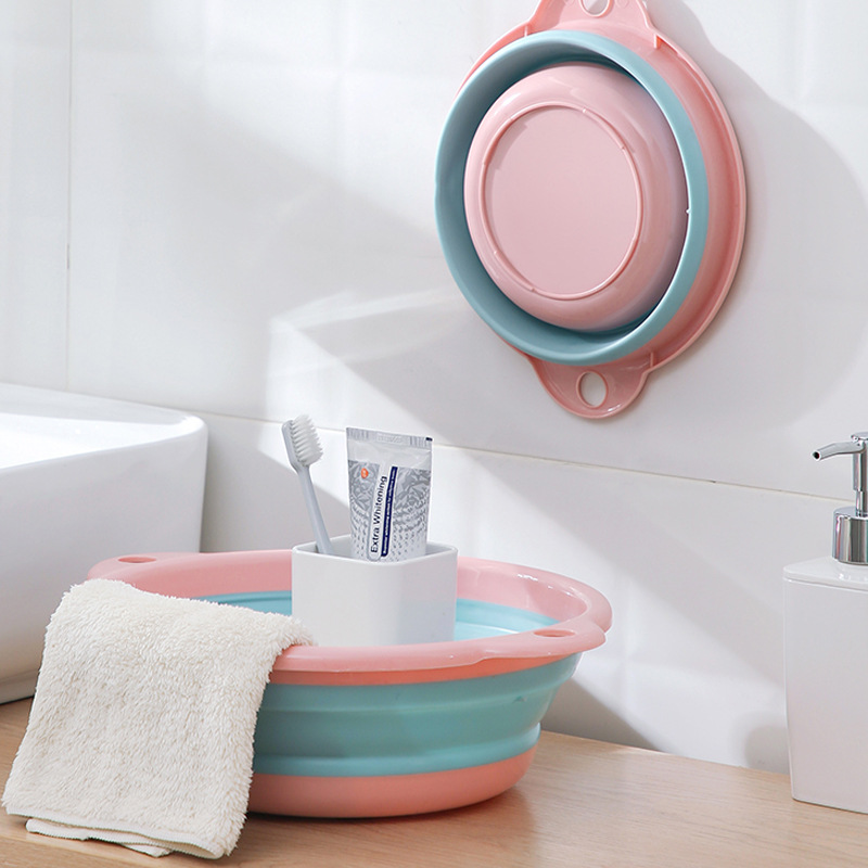 [Silicone Thickened Folding Washbasin] Children's Washbasin Rack Cartoon Retractable Household Baby Water Basin Vegetable Washing Basin