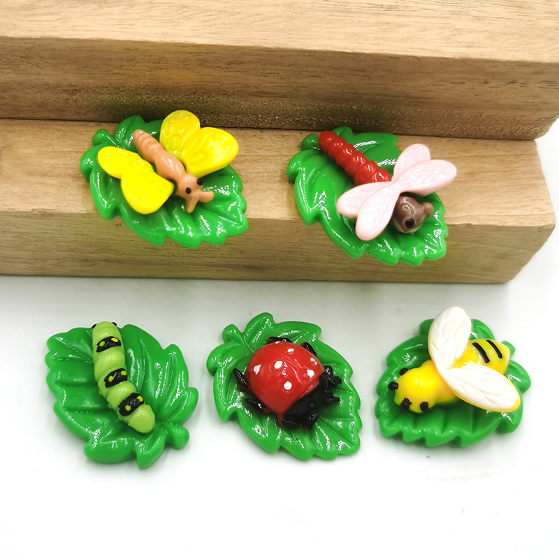Leaf Animal Micro Landscape Ornaments Cartoon Three-Dimensional Small Animal Doll Mobile Phone Case Refrigerator Sticker Handmade DIY Accessories