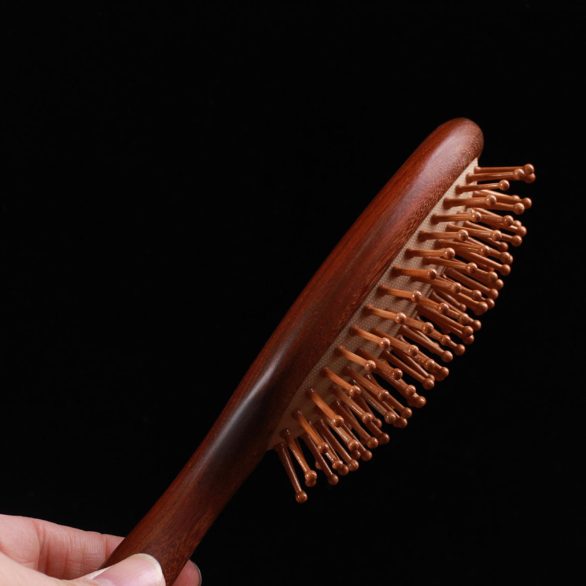 Factory gold sandalwood air cushion comb large thickened round handle scalp massage hair comb sandalwood airbag comb wholesale