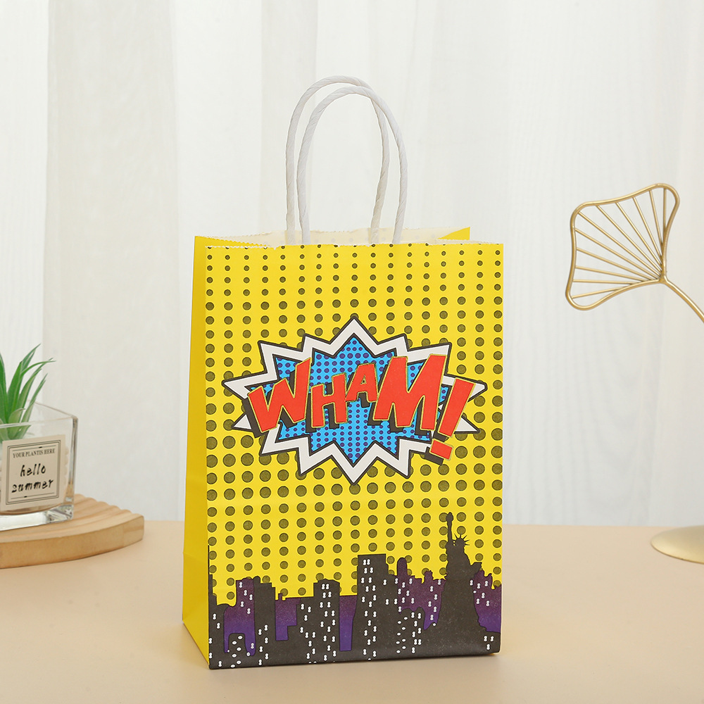 Printed text Kraft paper bag letters cross-border packaging bag holiday gift paper bag spot cartoon shopping bag