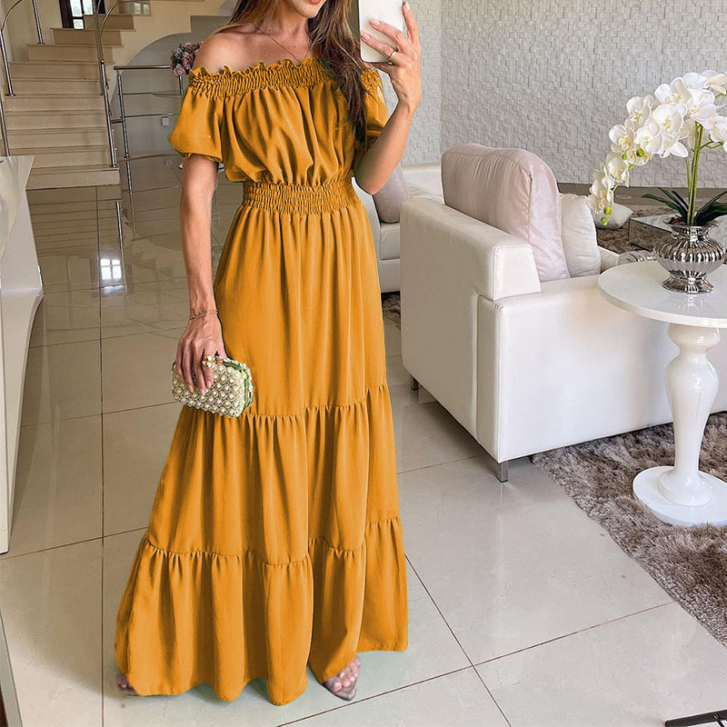 Cross-border foreign trade women's dress with a collar spring short sleeve 2023 new long dress
