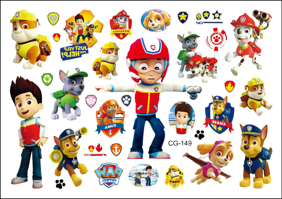 Dog Team Tattoo Sticker Children Tattoo Sticker Birthday Party Tattoo Sticker Water Transfer Sticker Disposable Tattoo Sticker