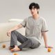 Men's pajamas men's summer short-sleeved trousers half-sleeved cotton summer suit boys British-style home wear spring and autumn