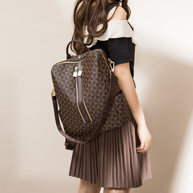 Fashion Printed Backpack Women's New 2023 Korean-style Large Capacity Retro Anti-theft Backpack Multi-use Casual Travel Bag