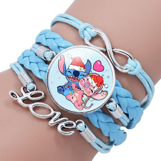 Star Baby Stitch logo Blue Multi-Layer Bracelet Stitch Cartoon Time Gem Bracelet