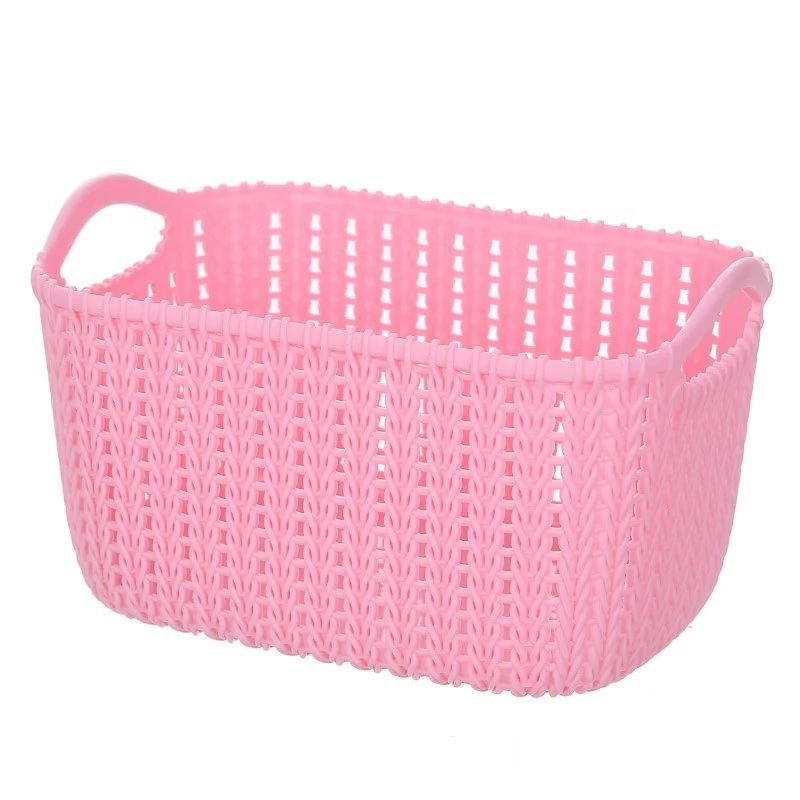 Rattan-like desktop double-ear plastic hollow storage basket storage basket household bathroom bath basket sundries storage basket