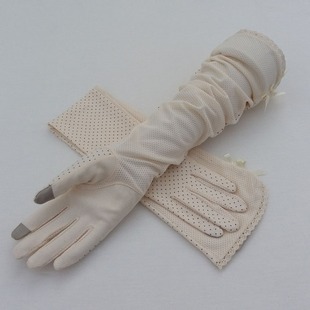 Touch screen sunscreen gloves wholesale ladies driving anti-slip UV cotton long electric car sunscreen sleeves