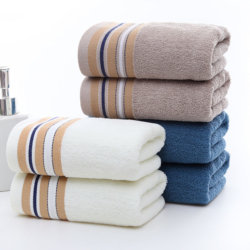 Pure Cotton Jacquard Strand Yarn Plain Color Adult Large Towel Household Face Towel Absorbent Gift Embroidered LOGO Hotel Wool