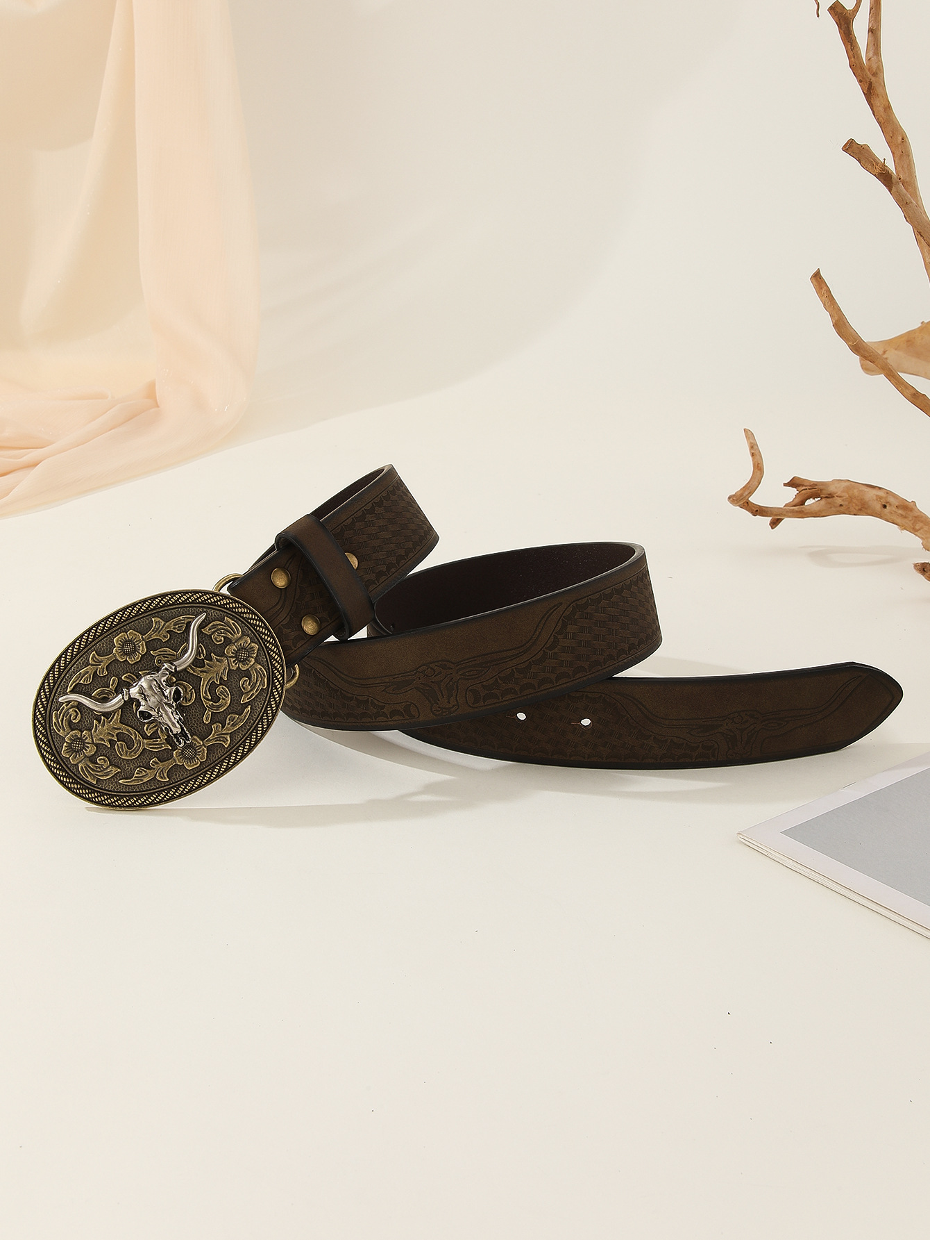 Belt Men's Western Denim casual pants with Denim versatile handsome trendy retro belt simple belt_voghion.com