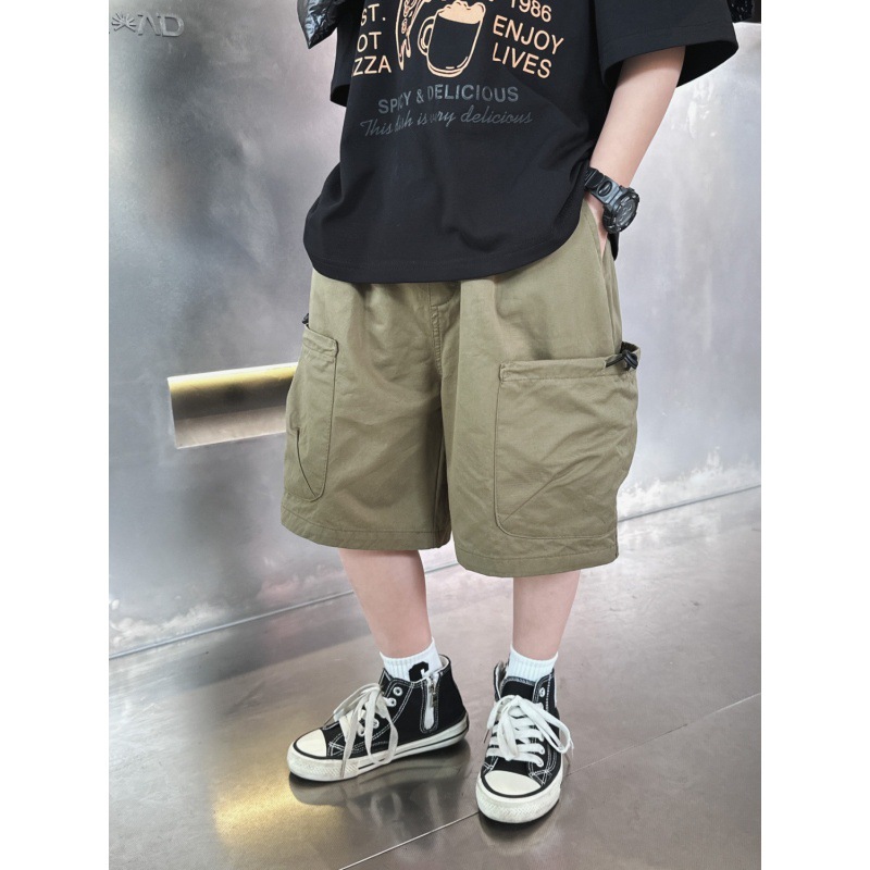 Children's clothing boys' overalls shorts  summer new children's casual pants boys' five-quarter pants medium pants three-quarter pants trendy