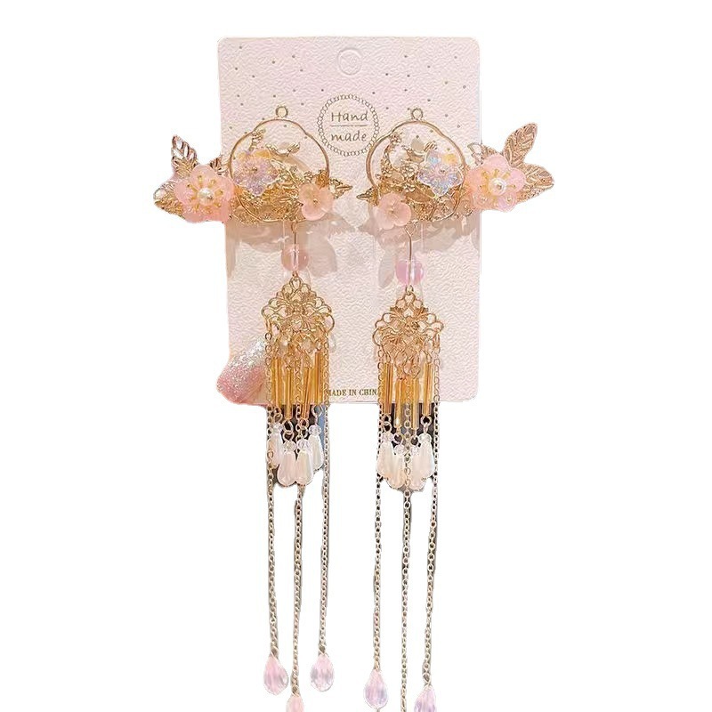 Conjunto de tocados de estilo chino para niños, horquilla Hanfu para niñas, horquilla de estilo antiguo, accesorios para el cabello con borlas de mariposa y hadas_voghion.com