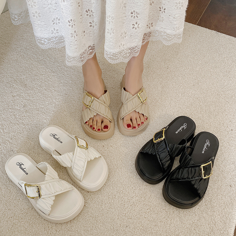 Summer new platform sandals women's fairy style versatile high-grade casual beach shoes flip-flops
